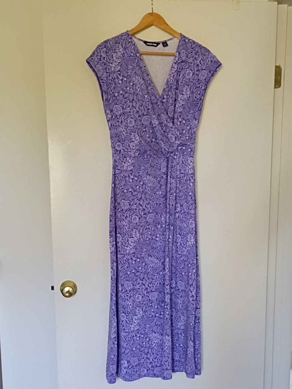 Lands' End Lavender Floral Wrap Maxi Dress